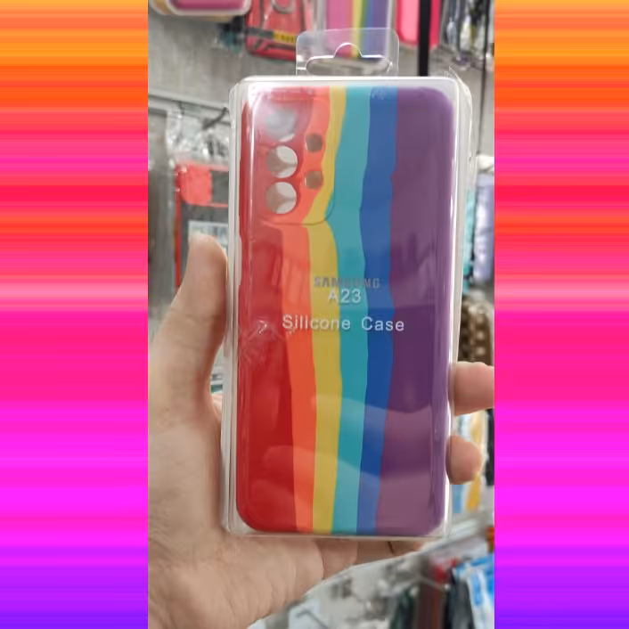 گارد سیلیکونی اورجینال پاک کنی رنگین کمانی محافظ لنزدار Samsung Galaxy A23 کد 6