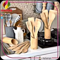 ست کفگیر چوبی به همراه استند