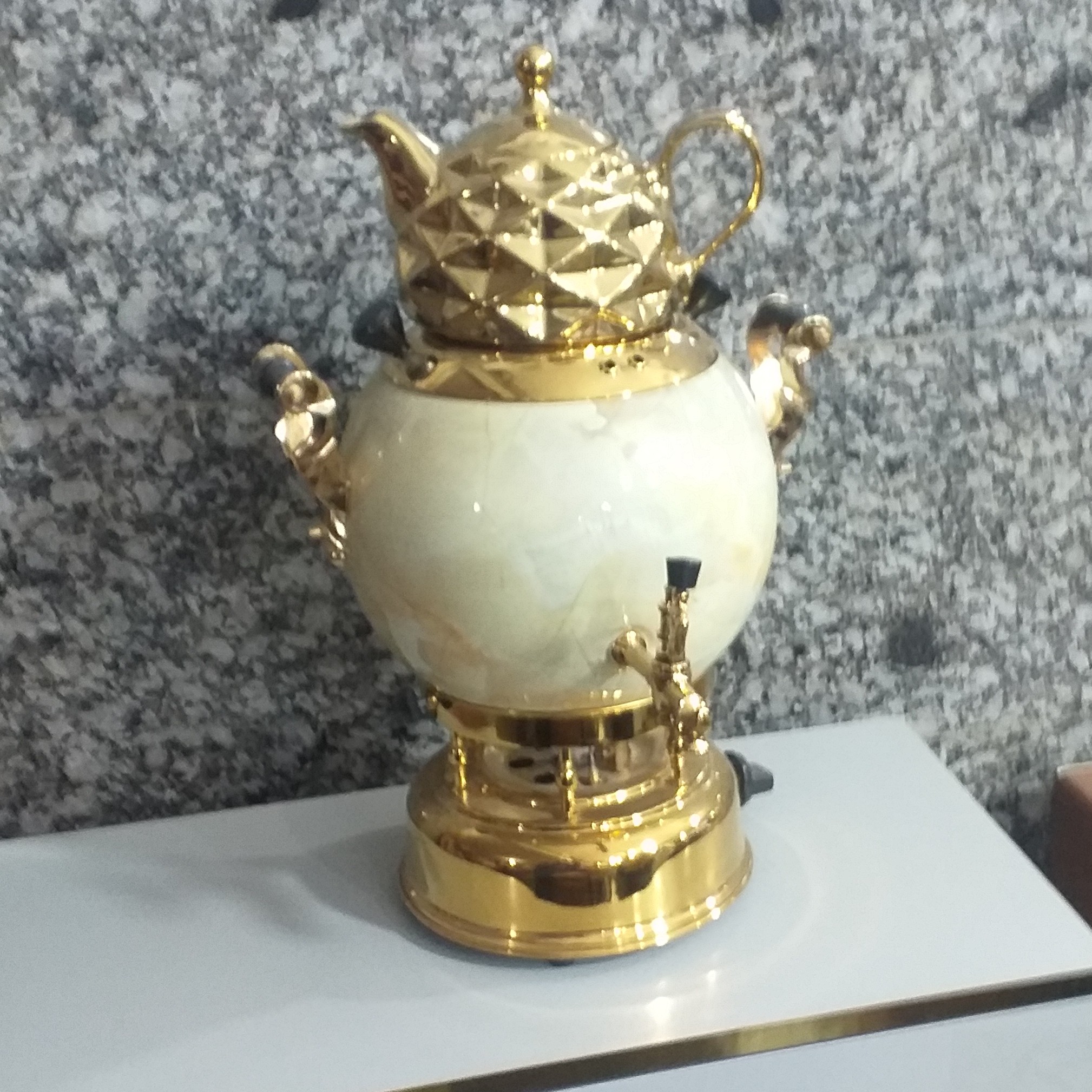 سماور قوری دار ترموکوبل طرح سنگ ،نیزار