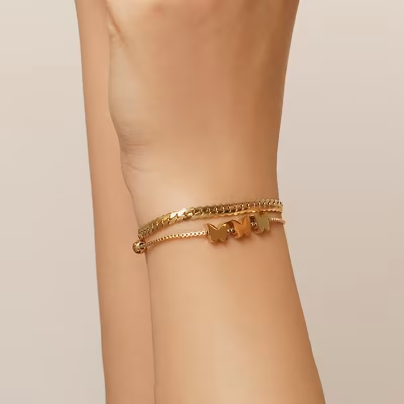 دستبند استیل مدل پروانه رنگ ثابت ضد حساسیت AAD-111