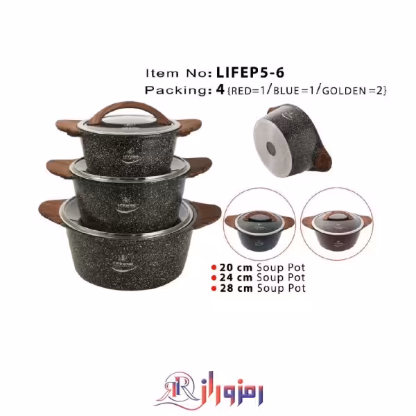 سرویس قابلمه 6 پارچه گرانیت لایف اسمایل مدل LIFEP5-6