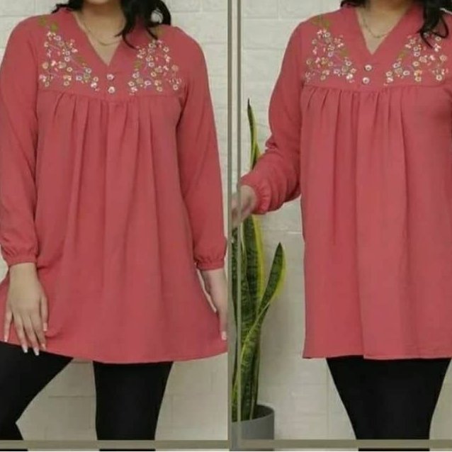 تونیک ابروبادی گل ریز چین داردر دوسایز مناسب 38تا48