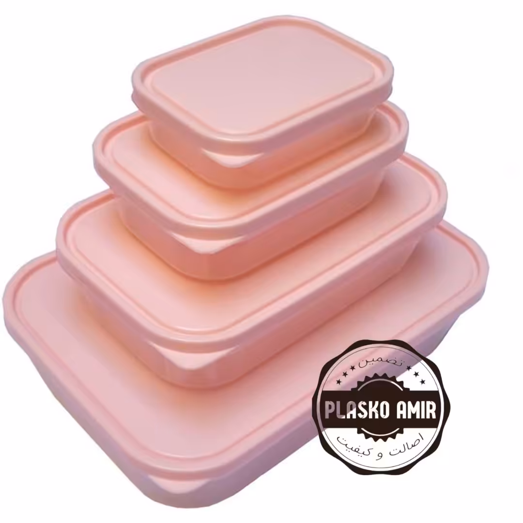 ظرف نگهدارنده مدل  پگاه مجموعه 4 عددی رنگ موجود صورتی 
