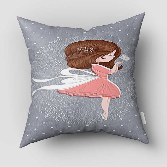 کاور کوسن مخمل طرح پرنسس پیراهن صورتی PK-4941