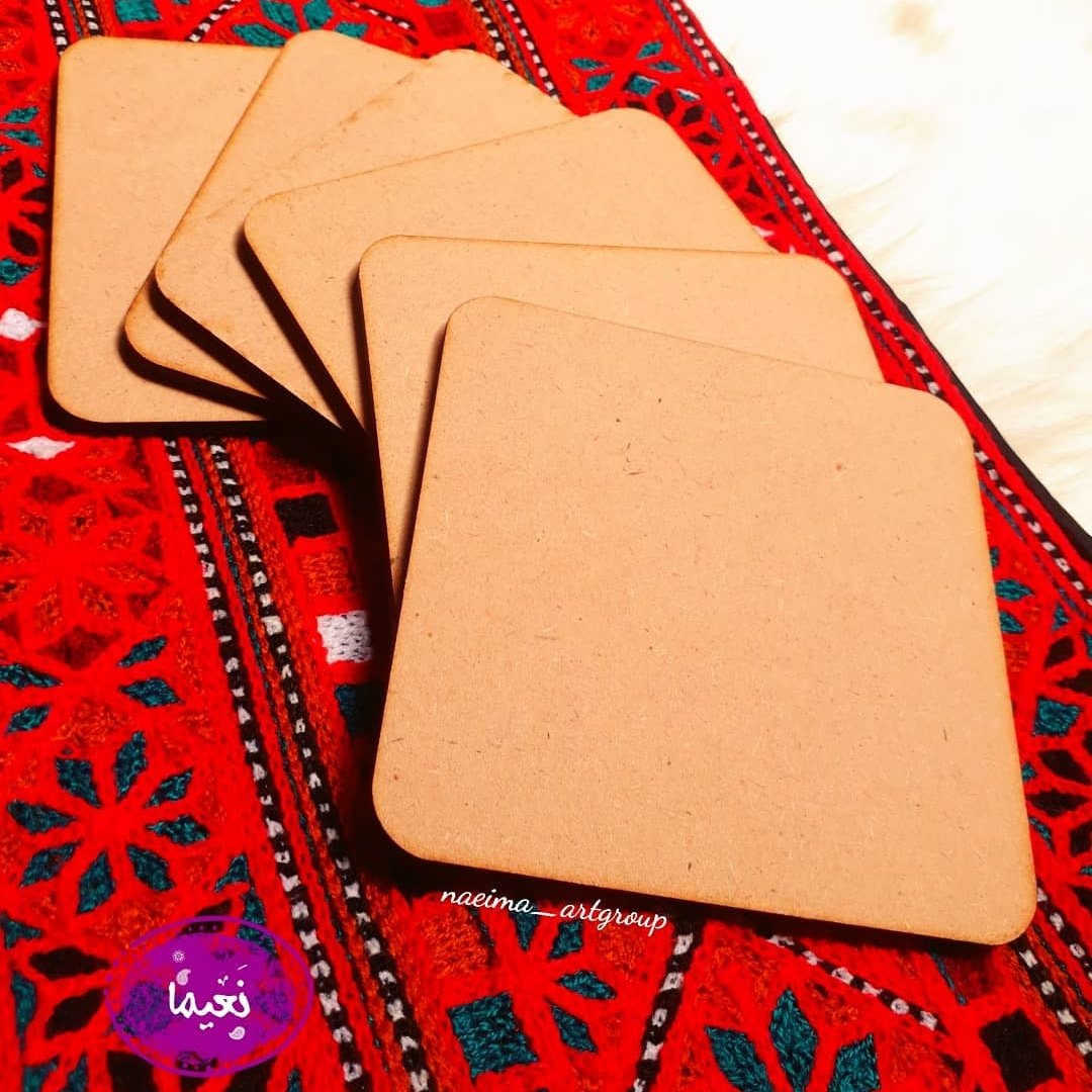 زیر لیوانی مربع چوب ام دی اف ،6 عددی