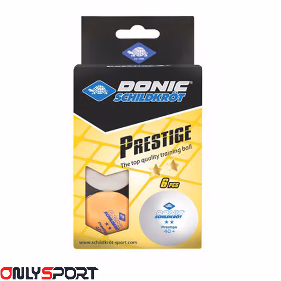 توپ پینگ پنگ 6 عددی 2 ستاره دونیک سفید زرد مدل Prestige (اقساط)