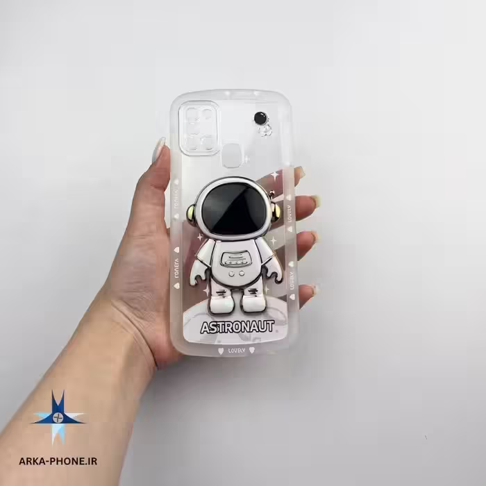 قاب گوشی Galaxy A21S سامسونگ طرح دار شفاف فضایی وپاپ سوکت فضانوردی 