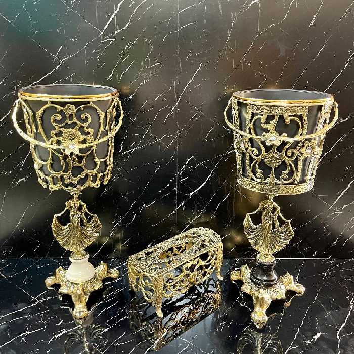 سطل و جا دستمال پرنسس پایه سنگ مرمر    ارتفاع 51 سانت