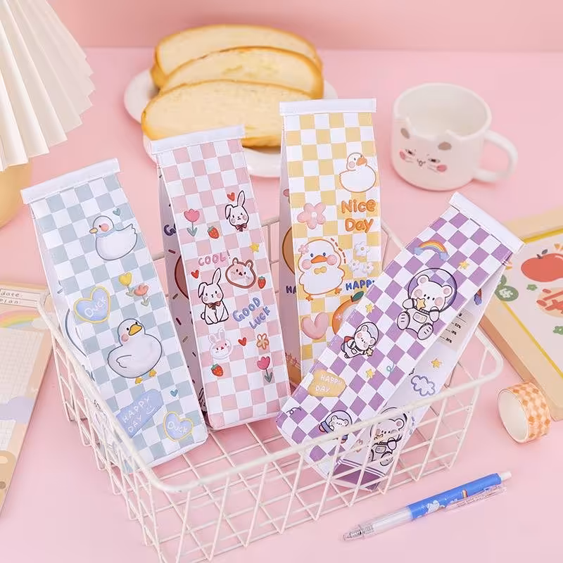 جامدادی فانتزی چرم مصنوعی پاکتی چهارخانه 