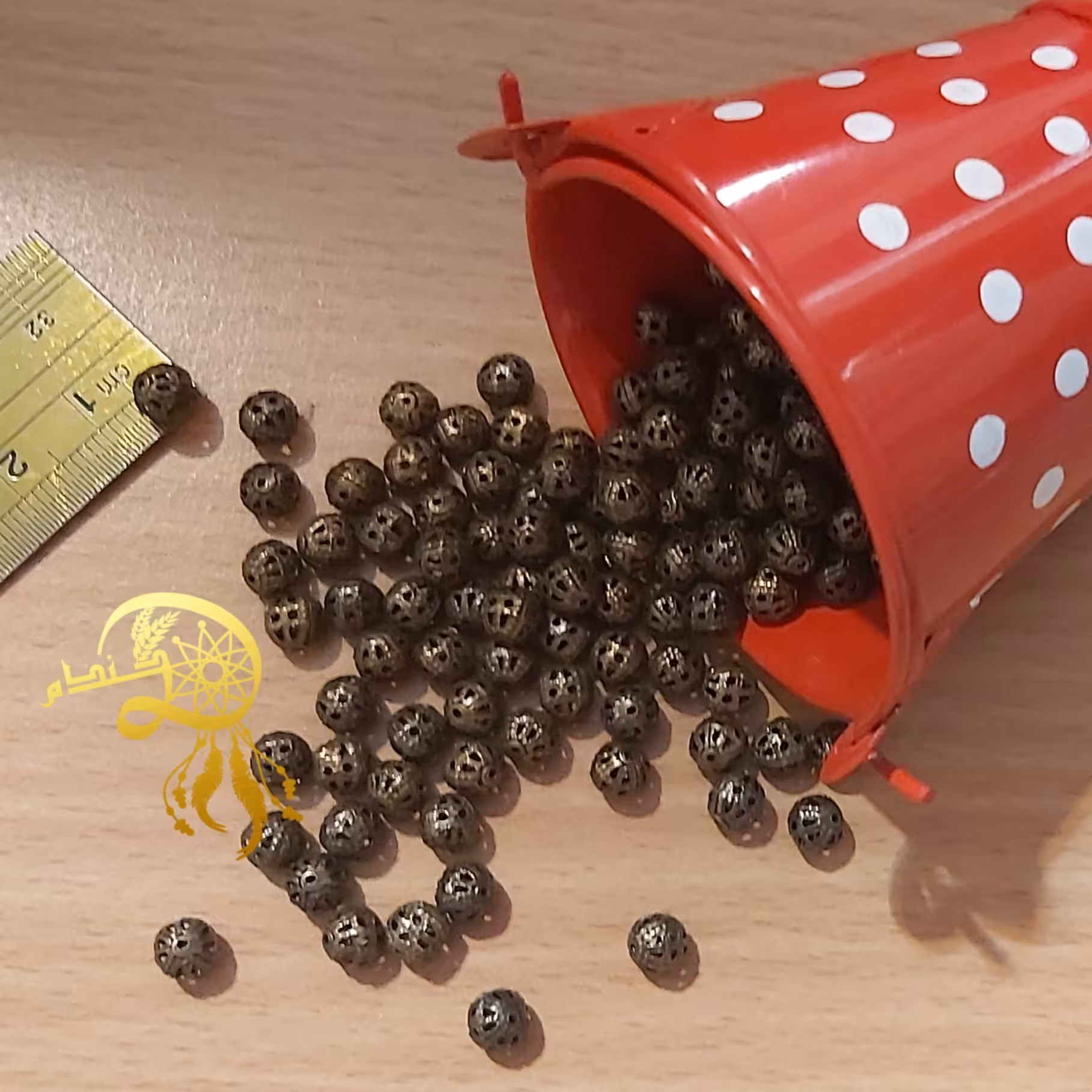 خرجکارگوی مشبک برنزی سایز5میلی متربسته 30عددی