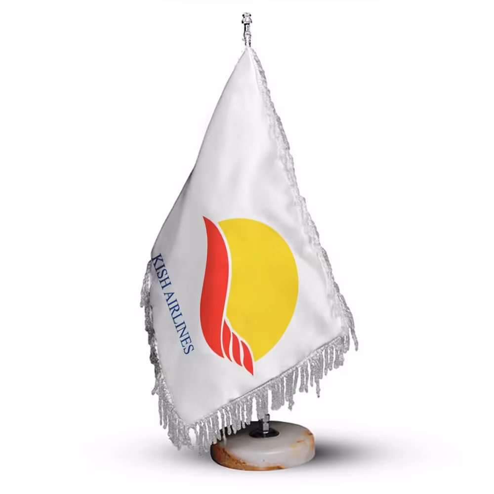 پرچم رومیزی شرکت هواپیمایی کیش ایر با پایه سنگی افراتوس