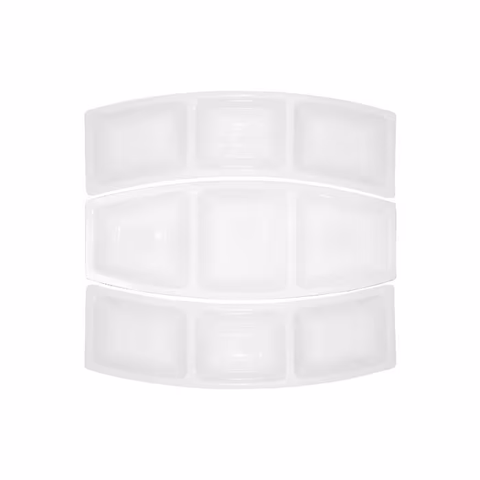 ظرف مای سلف 9 خانه چینی زرین طرح سفید (3 پارچه)