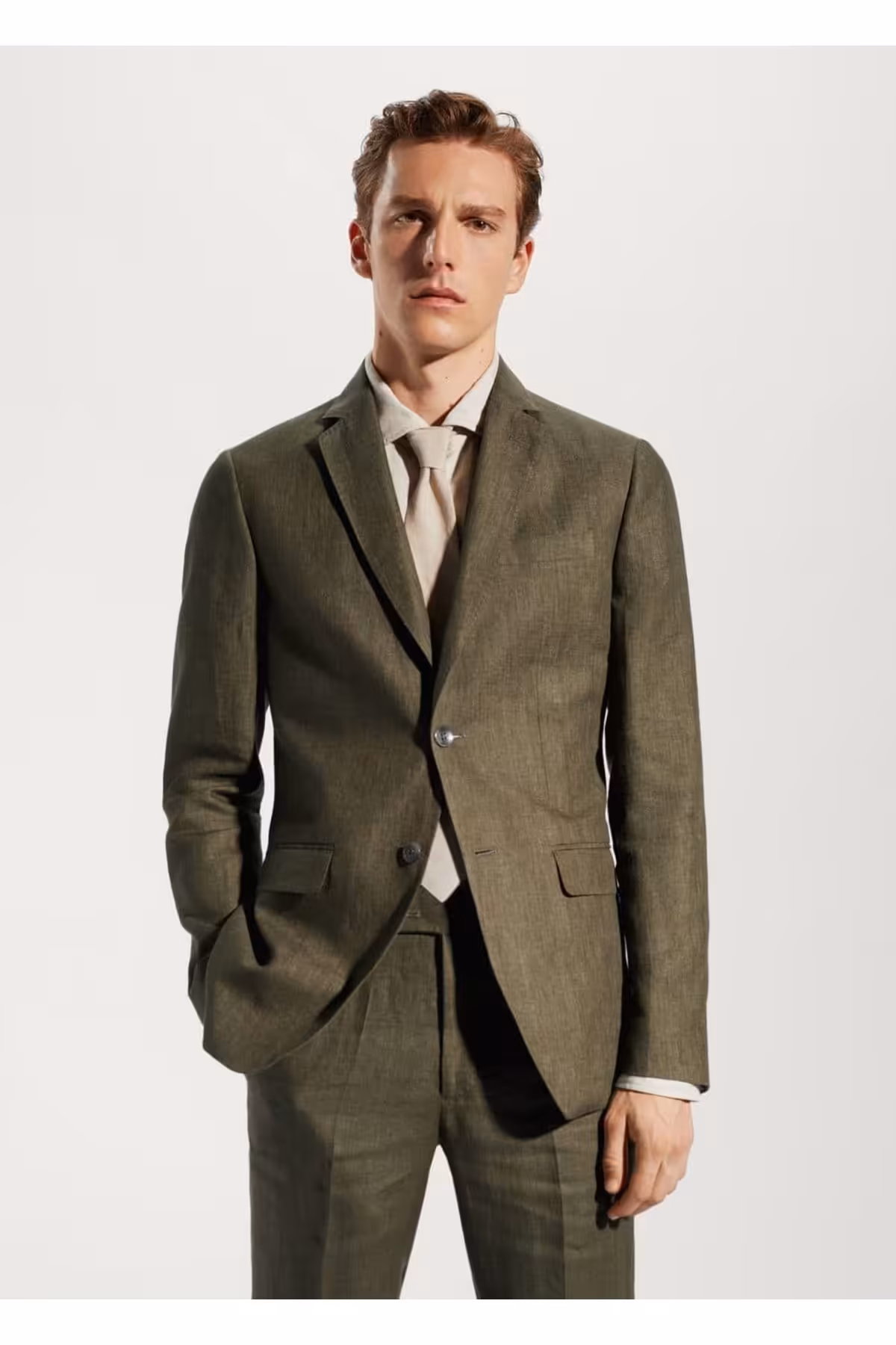 کت سبز مردانه ژاکت بلیزر پارچه ای 100 ٪ MANGO Man