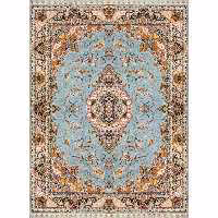 فرش ماشینی افرند 1200 شانه زمینه آبی کد 2231 (دوازده متری)