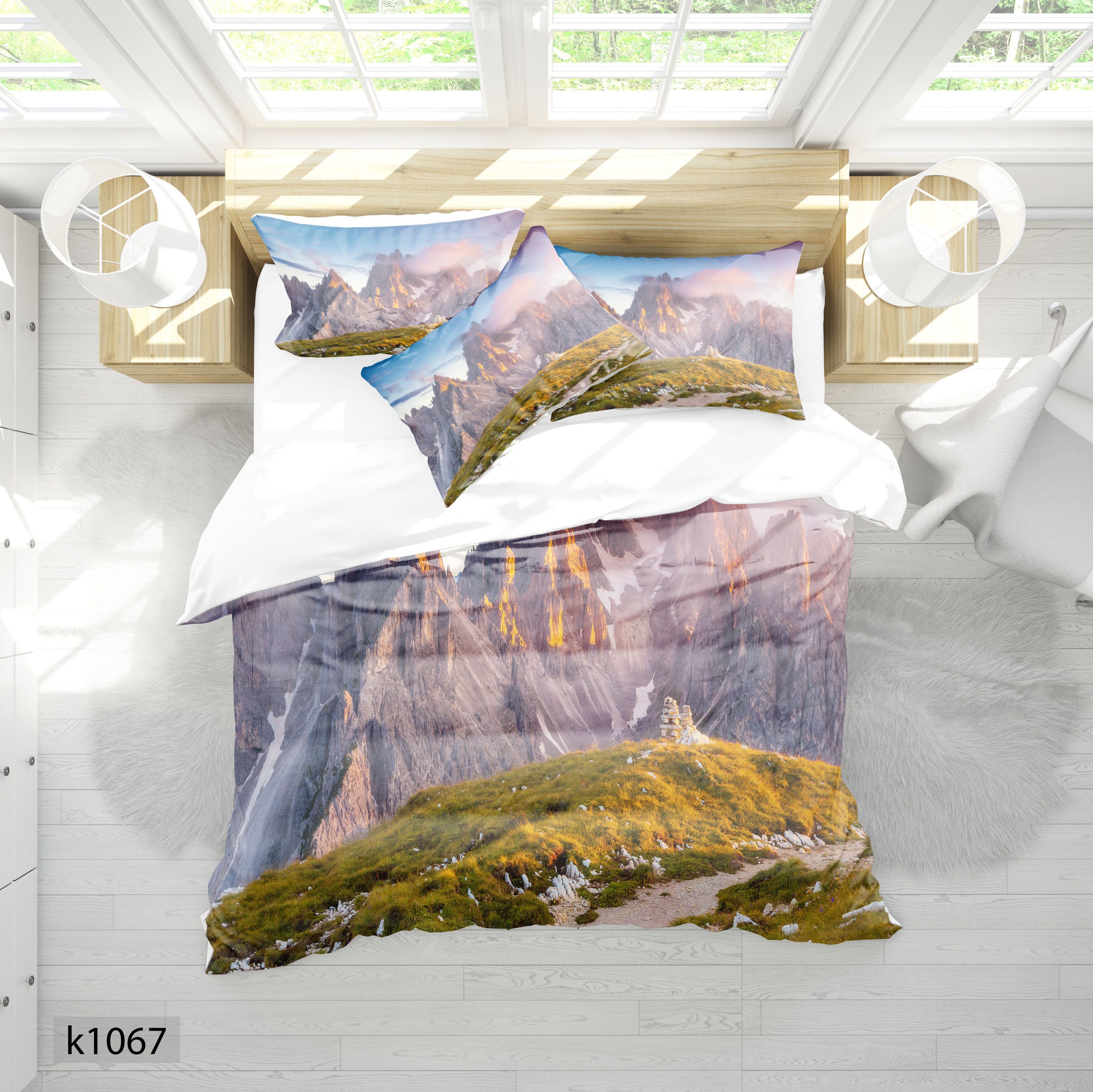 ست رو تختی چاپی 6 تیکه کالیفرنیا ی2 نفره   کد1067