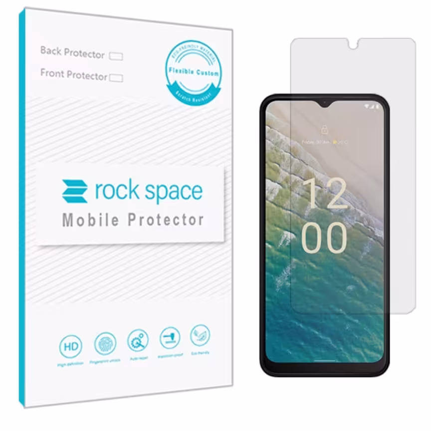 گلس نانو هیدروژل شفاف و ضد ضربه گوشی نوکیا c32 برند راک اسپیس 