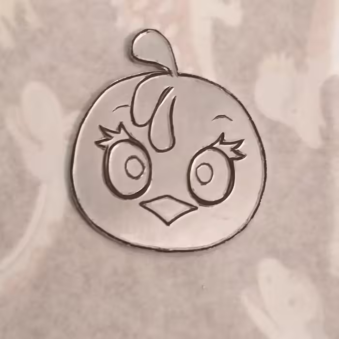 نماد انگری بردز  3 دستساز و قلمزنی بر روی آلومینیوم angry birds
