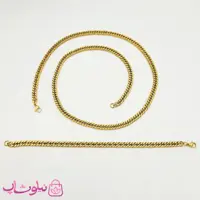 ست گردنبند و دستبند مردانه کارتیه مدل استیل طلایی کد 300