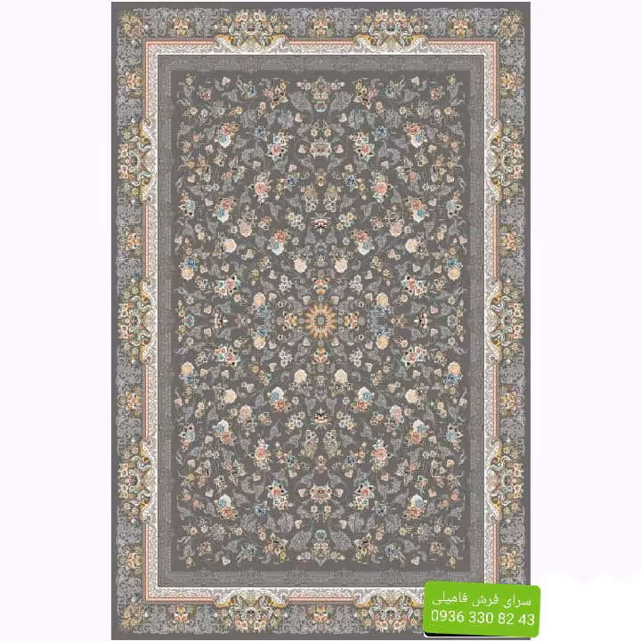 فرش طرح جانان9متری700شانه تراکم2550رنگ دودی
