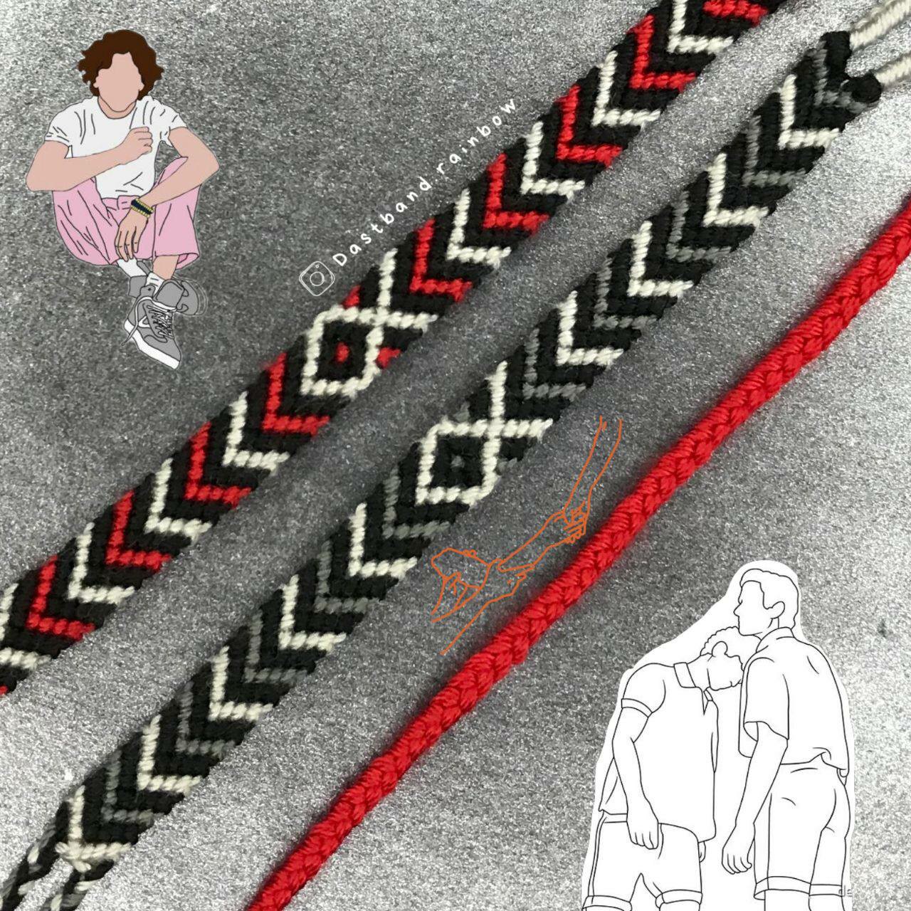 ست دستبند بافتنی طوسی و قرمز CMBYN