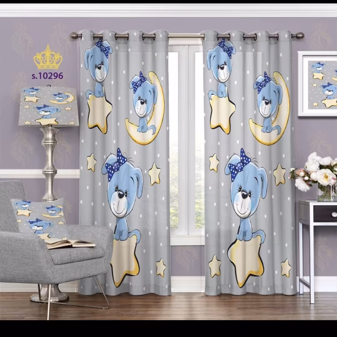 پرده اتاق خواب کودک دو قواره طرح کارتونی کد S10296