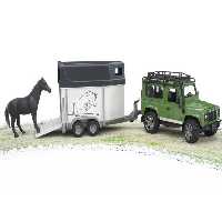 لندروور اسباب بازی با يدك كش اسب bruder مدل Defender And Horse Trailer 02592