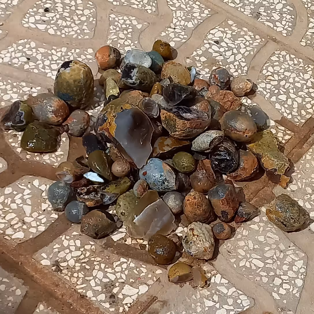 سنگه های آبدار و زیبای  عقیق خرمایی بعضا گلدار  کاملا طبیعی و معدنی از تپه های عقیق خیز خانیک  فردوس