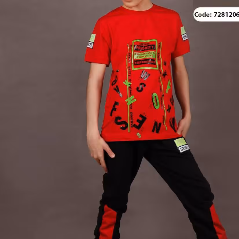 تیشرت شلوار تمام چاپ حروف جنس پنبه درجه یک 