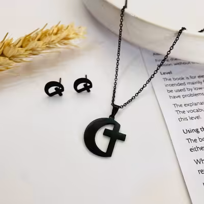 نیم ست استیل طرح ماه و صلیب