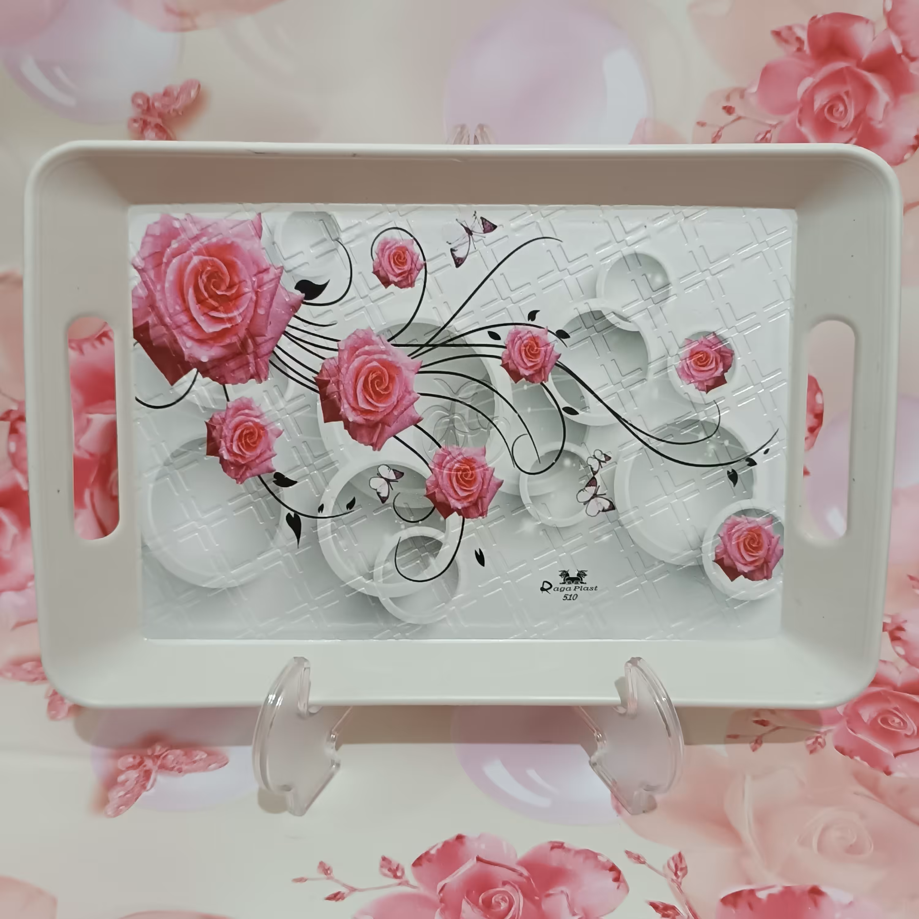 سینی پلاستیکی مستطیلی رنگبندی متنوع،طول28عرض19