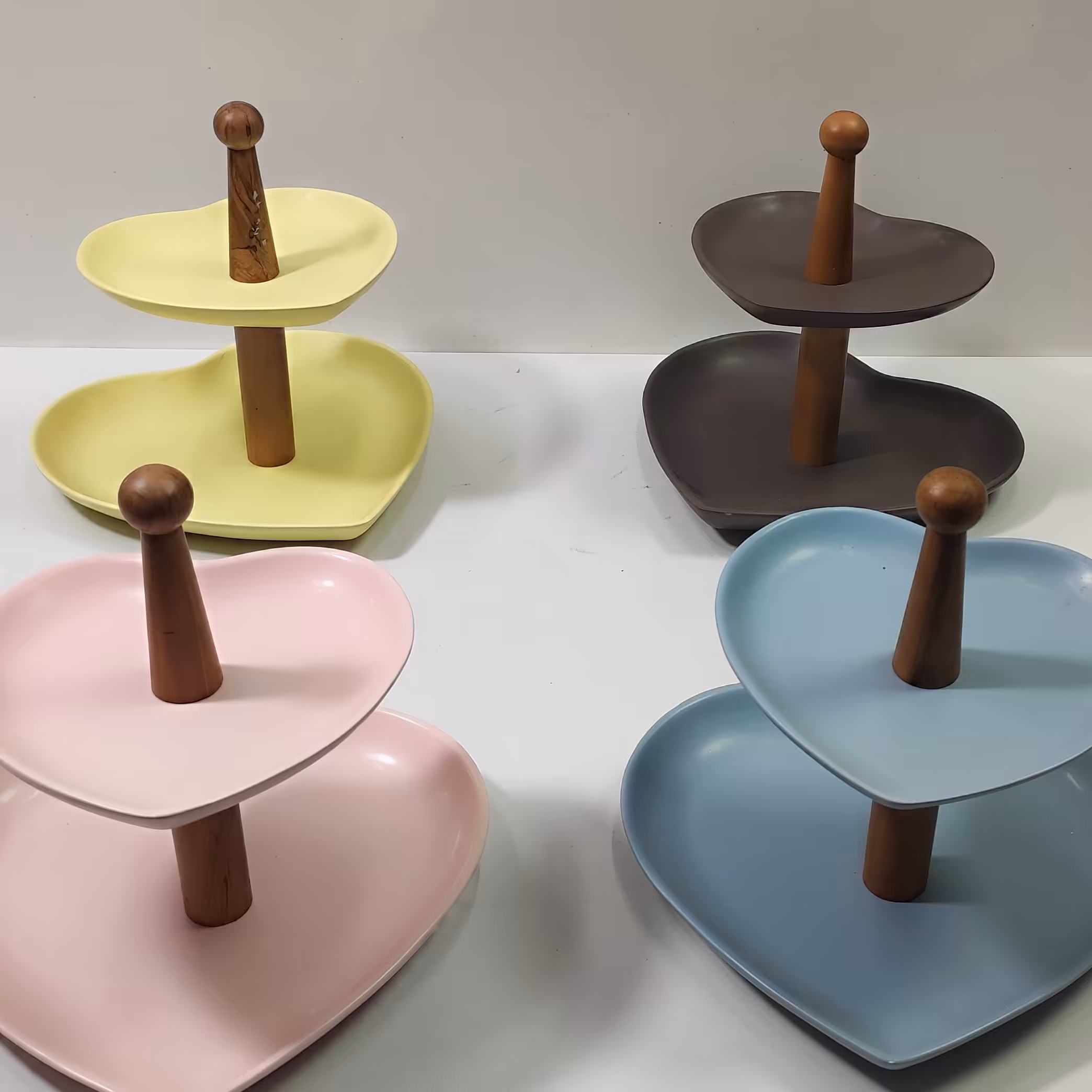 شیرینی خوری دو طبقه دسته چوبی 