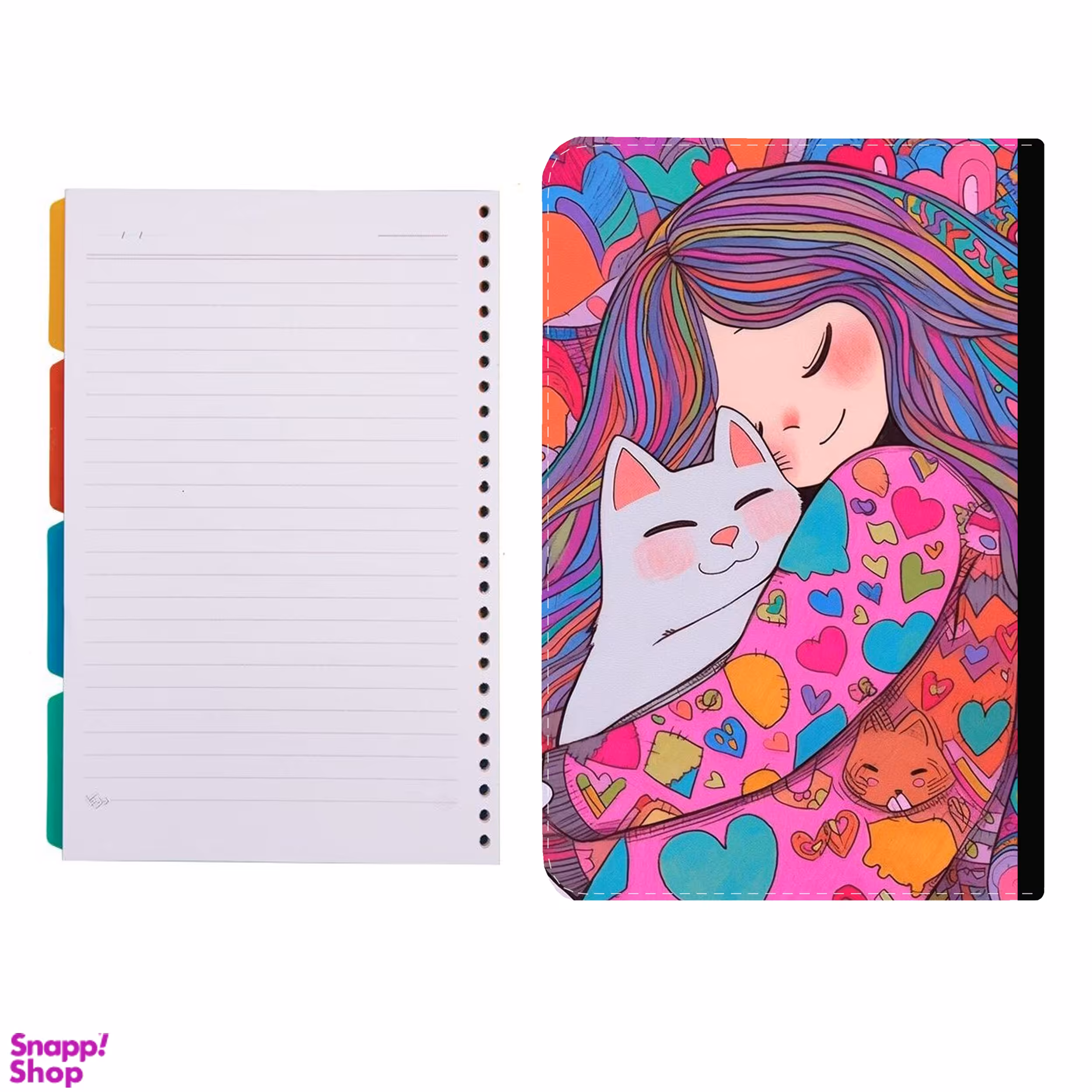 کلاسور طرح دختر و گربه کد 28 به همراه کاغذ کلاسور