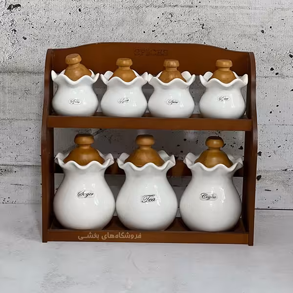 ست پاسماوری سرامیکی مدل درب چوبی 7 پارچه