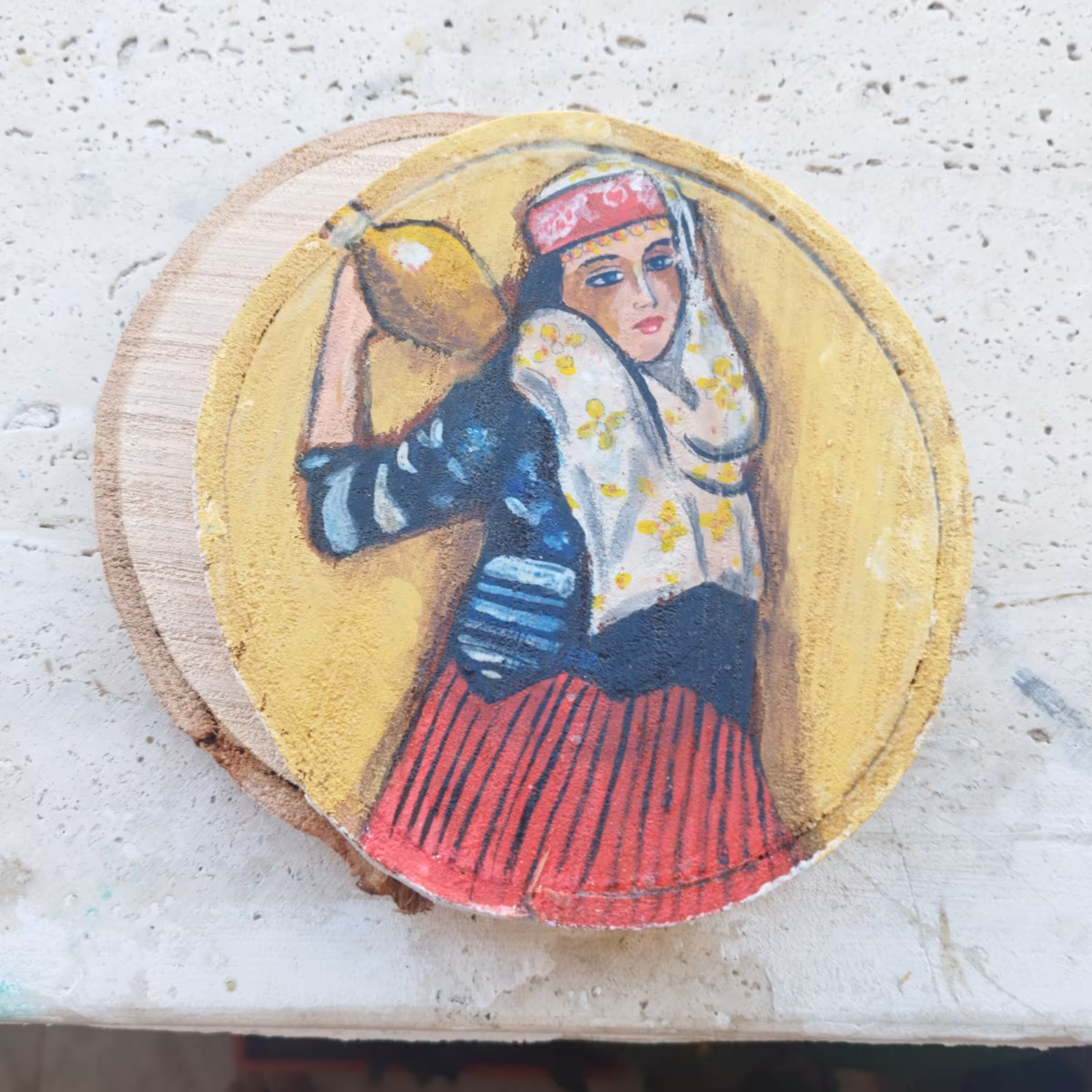 نقاشی  روی چوب مدل دختر کولی