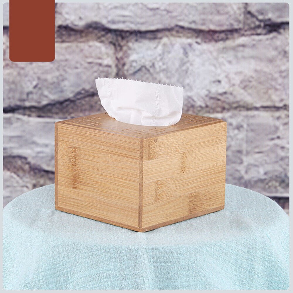 جا دستمال کاغذی،جعبه دستمال کاغذی مربع رومیزی چوبی بامبو  مدل SQ12 کد Gw50301008