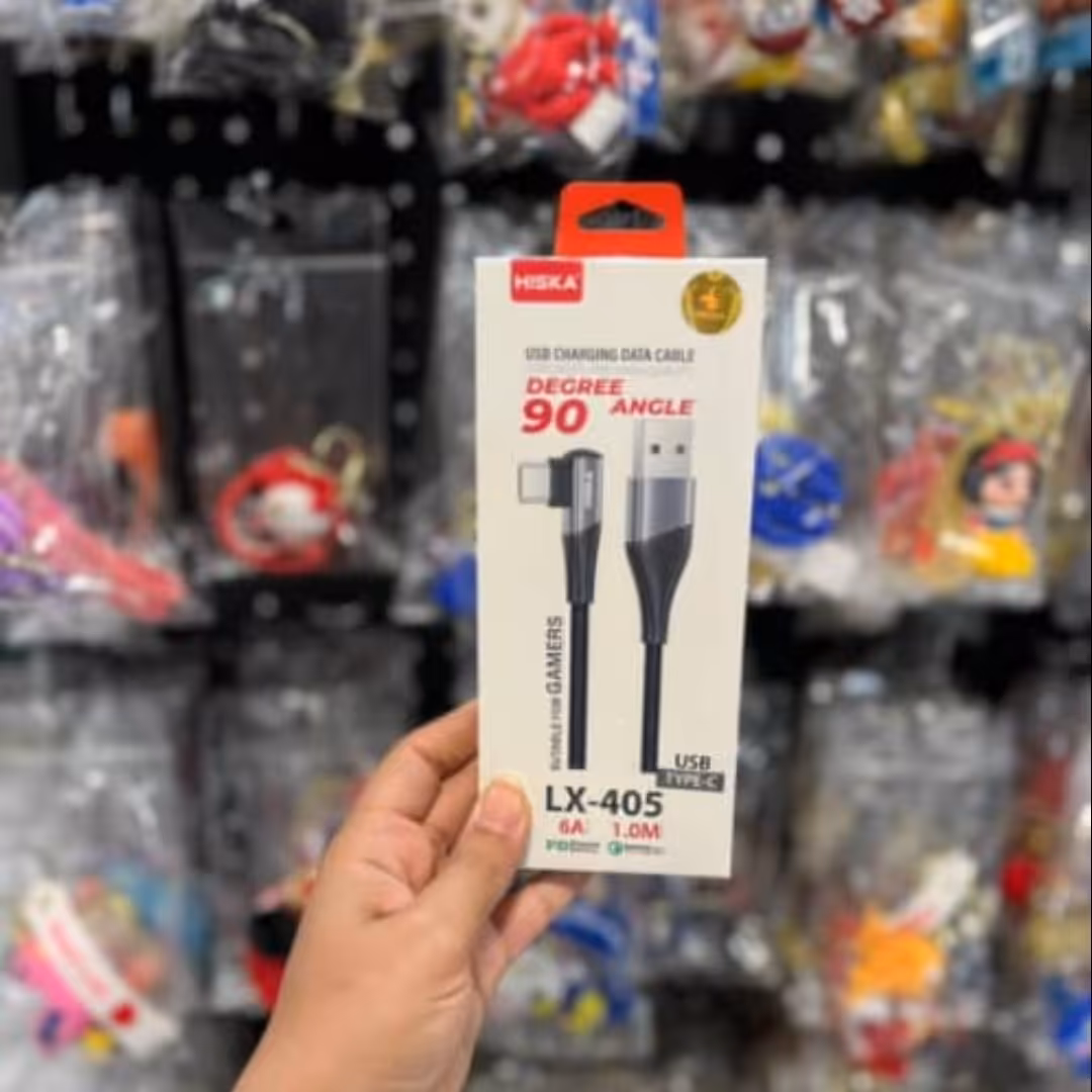 کابل شارژ تایپ سی 90درجه هیسکا 6آمپر کیفیت بی نظیر Hiska 
