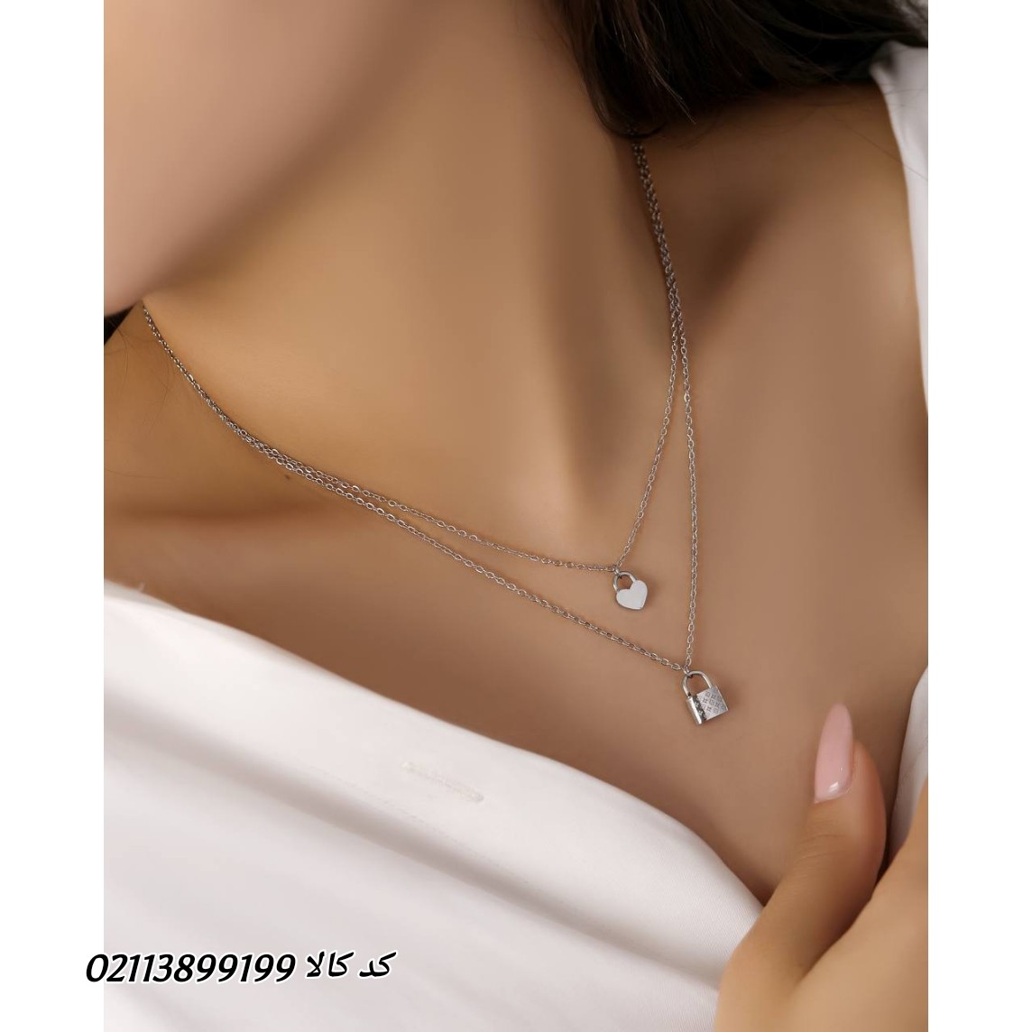 گردنبند استیل . دولاین . مدل قفل و قلب . کدکالا 02113899199