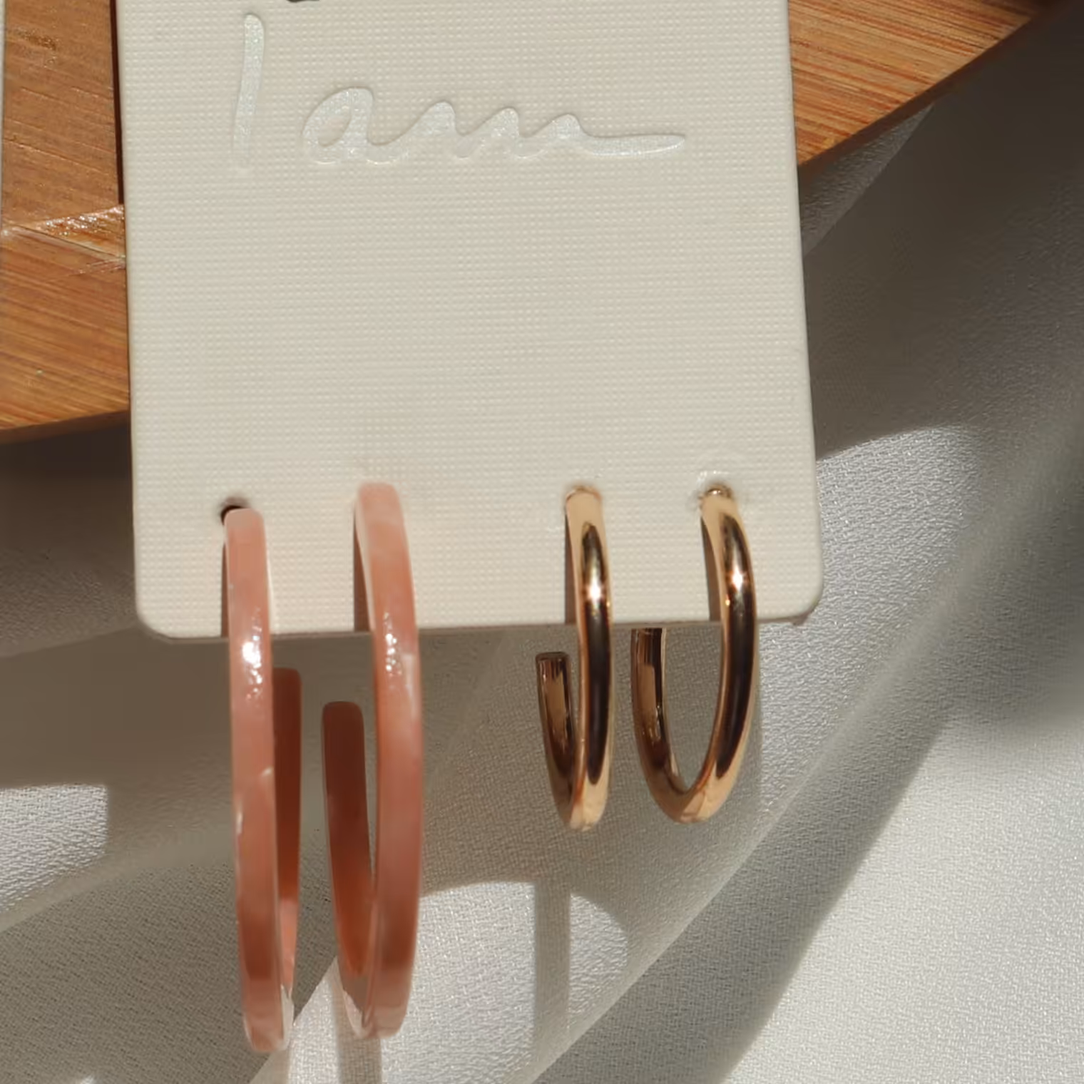 پک گوشواره دو عددی صورتی و طلایی