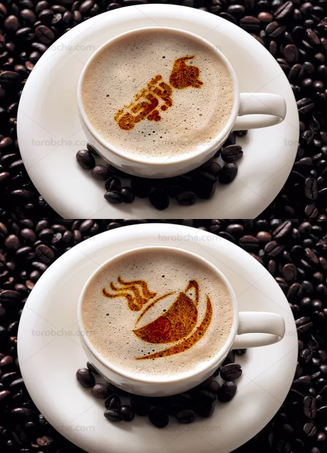 موکاپ لوگوی کافی شاپ روی فنجان قهوه لته - گرافیک با طعم تربچه