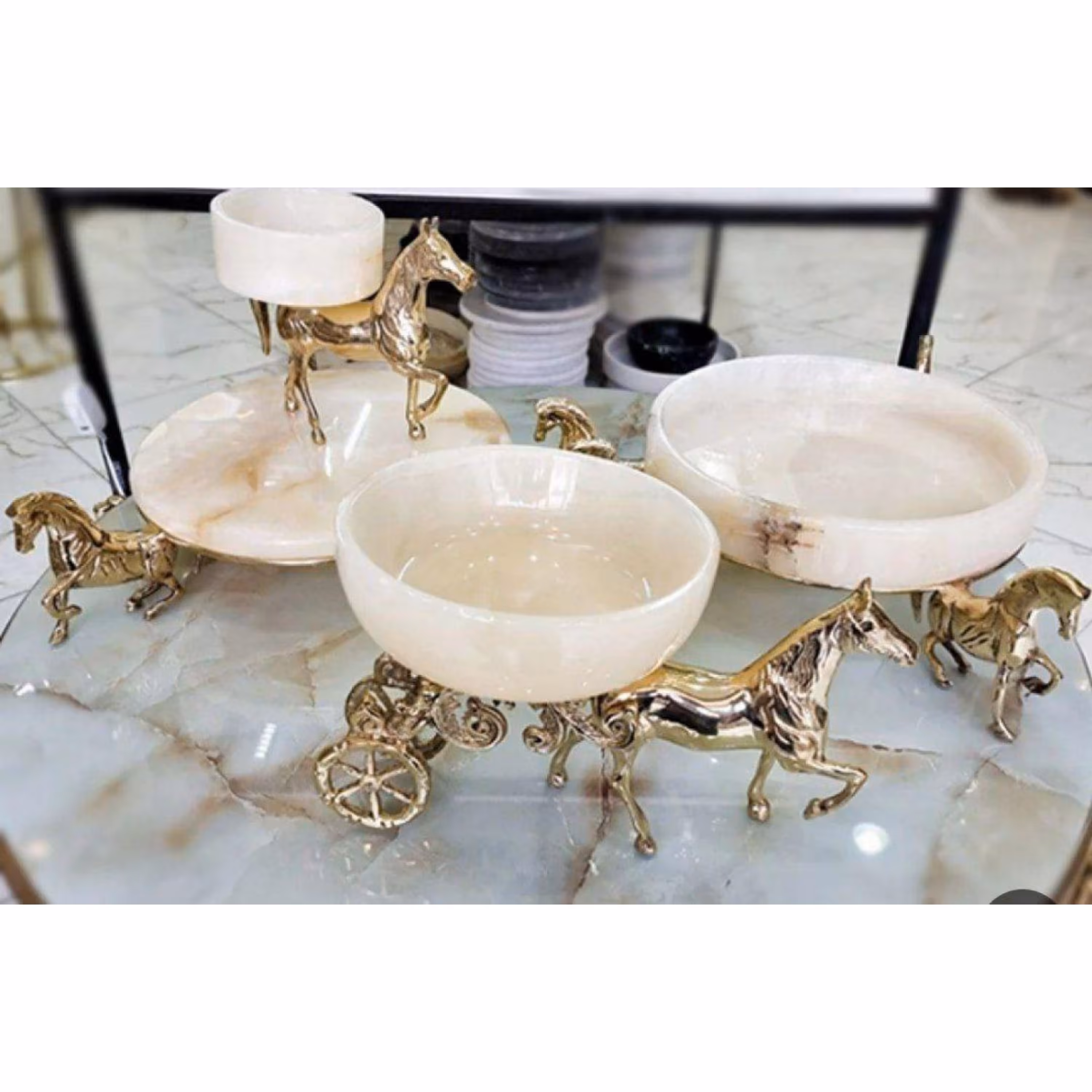 ست پذیرایی اسب برنجی ومرمر