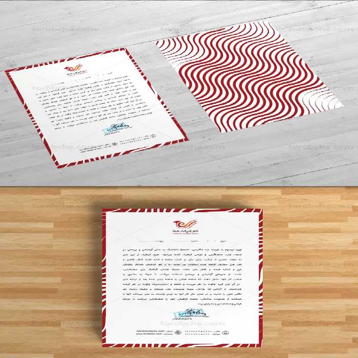 طرح لایه باز سربرگ شرکتی مدرن موج دار قرمز - گرافیک با طعم تربچه