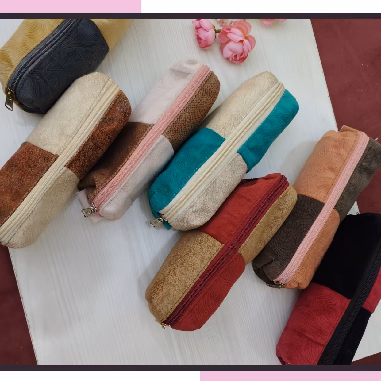 جامدادی پارچه ای مخمل تک زیپ 