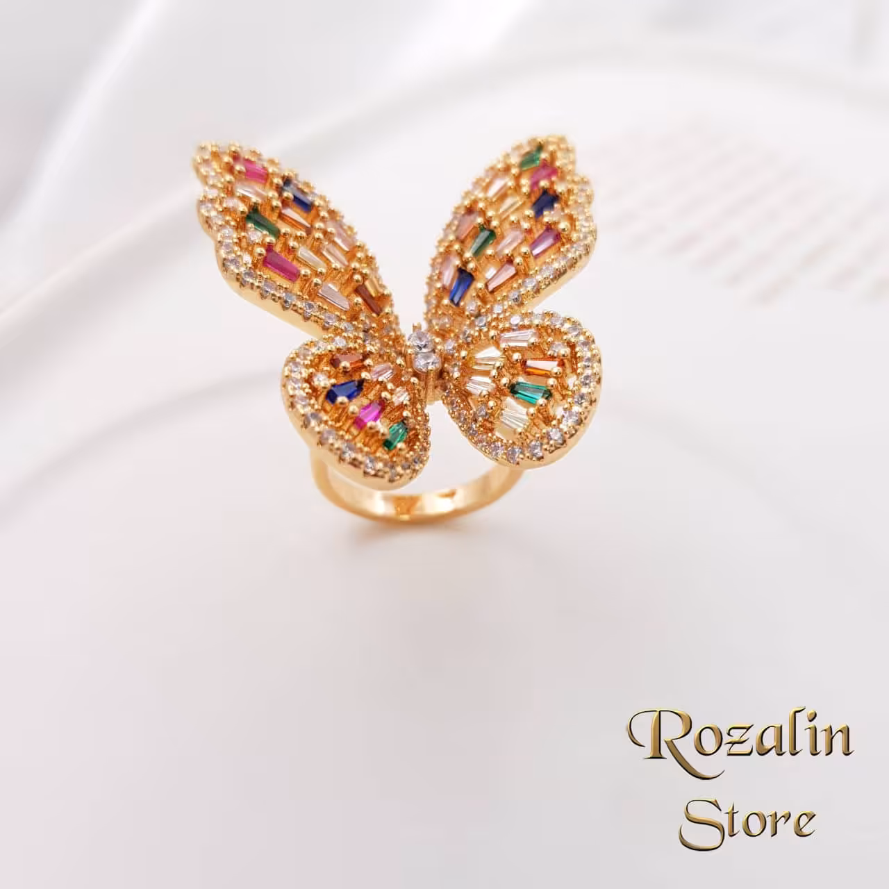 انگشتر زنانه ژوپینگ فری سایز مدل پروانه کد RS-579