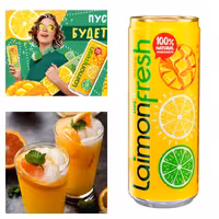 نوشیدنی گازدار لایمون فرش با طعم مرکبات وانبه laimon fresh (روسیه ) 330 میل