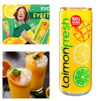 نوشیدنی گازدار لایمون فرش با طعم مرکبات وانبه laimon fresh (روسیه ) 330 میل