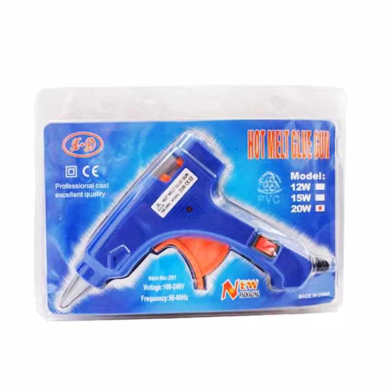 تفنگ چسپ حرارتی  رنگ آبی  با دکمه قطع و وصل