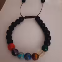 دستبند سنگ هفت گانه عقیق،لاجورد،چشم ببر،دلربا،فیروزه،سیترین ،آمیتیسیت