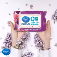 دستمال مرطوب پاک کننده آرایش دافی مدل Q10 طرح میوه انجیر بسته 50 عددی