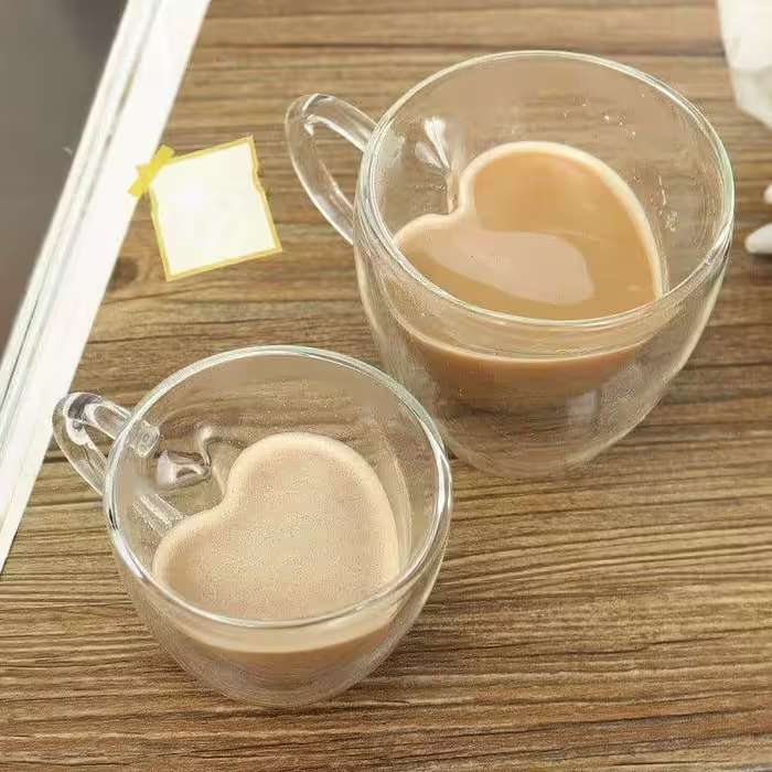 لیوان دوجداره قلبی یک عددی 