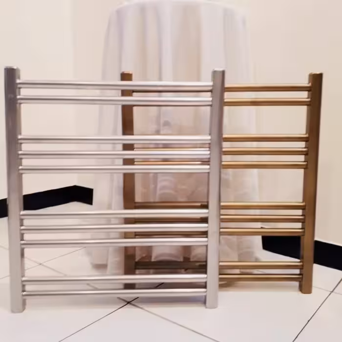 حوله خشک کن استیل در رنگهای کروم و طلایی براق سایز 50 دارای گارانتی ارسال به سراسر ایران